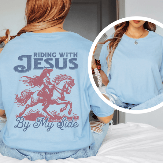 Riding With Jesus - Back Print T-Shirt