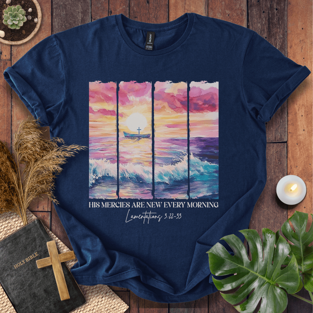 His Mercies Are New Every Morning - Ocean T-Shirt