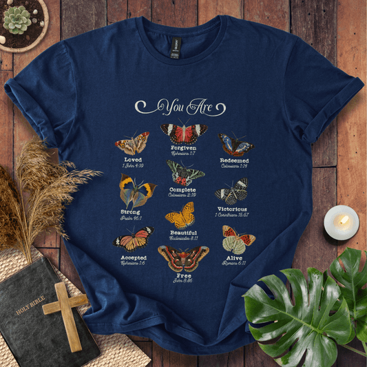 “Inspirational Bible verse shirt with butterfly design – Christian faith tee”