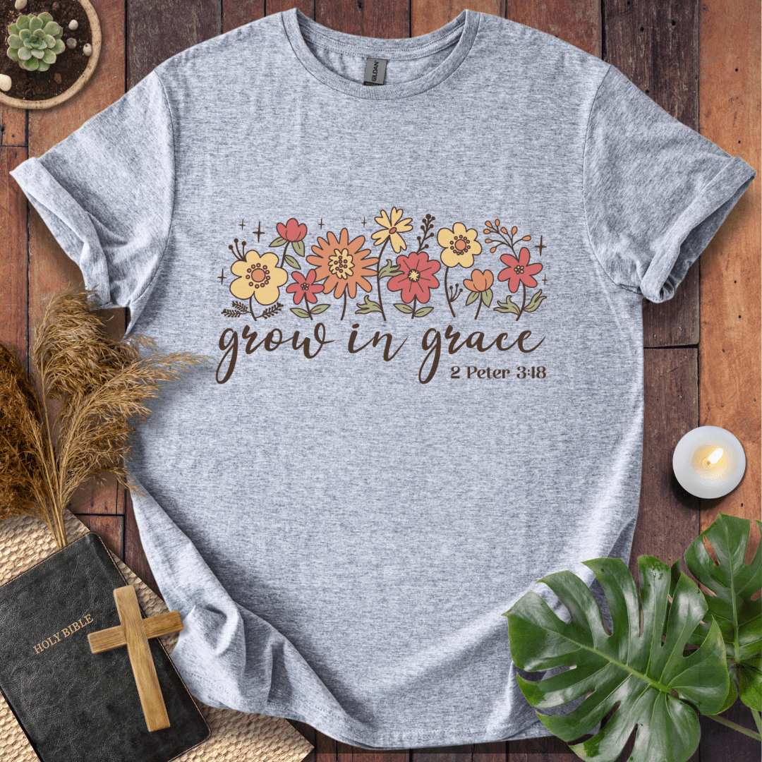 Grow In Grace - Floral T-Shirt