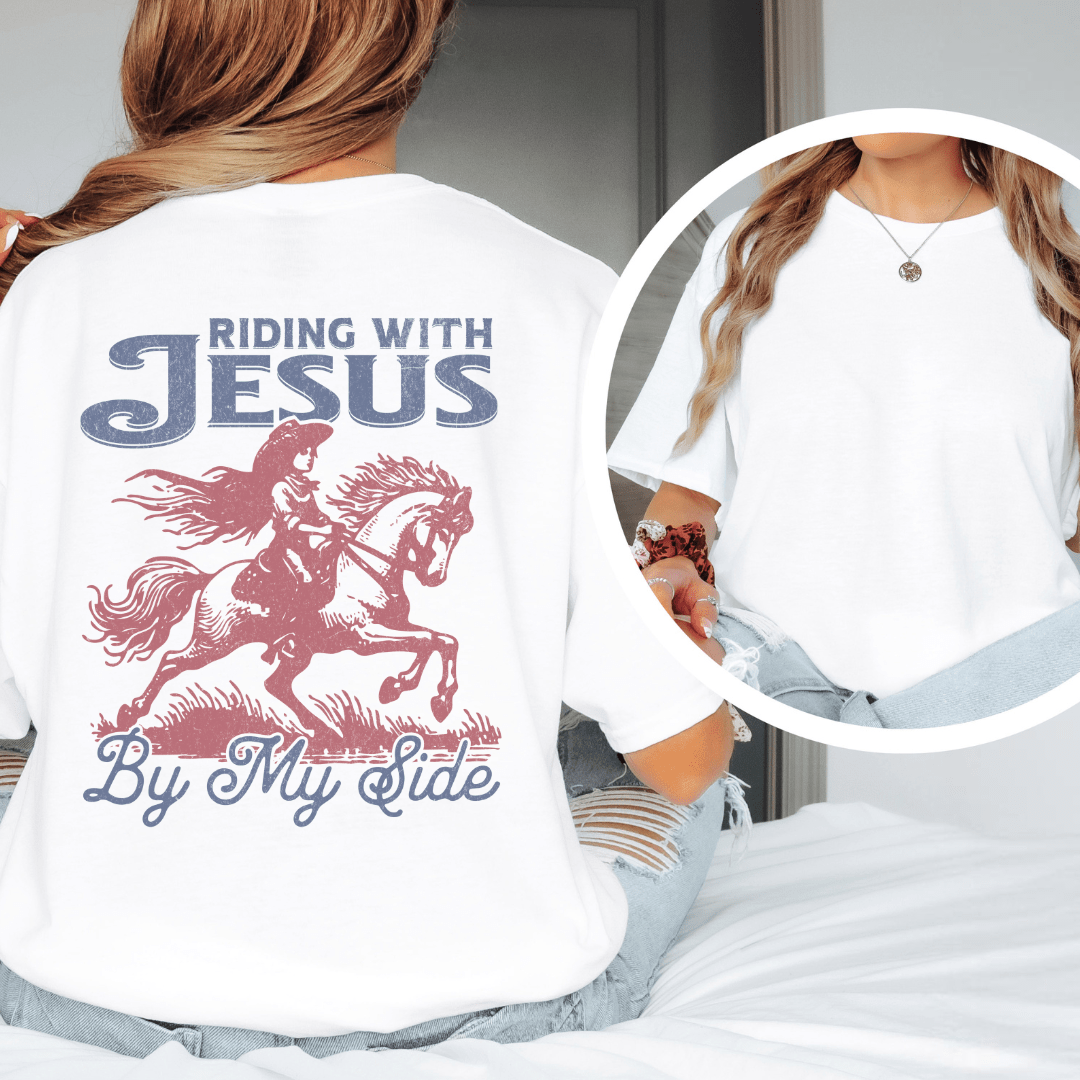 Riding With Jesus - Back Print T-Shirt