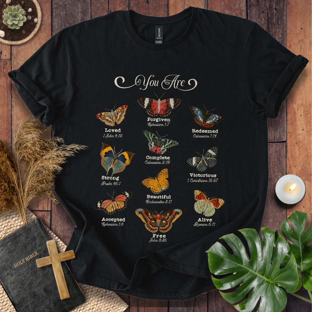 “Inspirational Bible verse shirt with butterfly design – Christian faith tee”