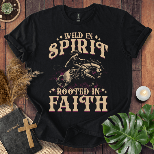 Western Christian shirt with faith message and horse graphic