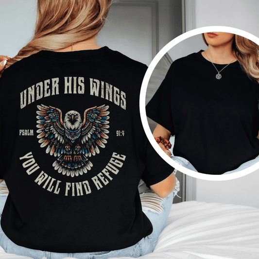 Under His Wings - Back Print T-Shirt