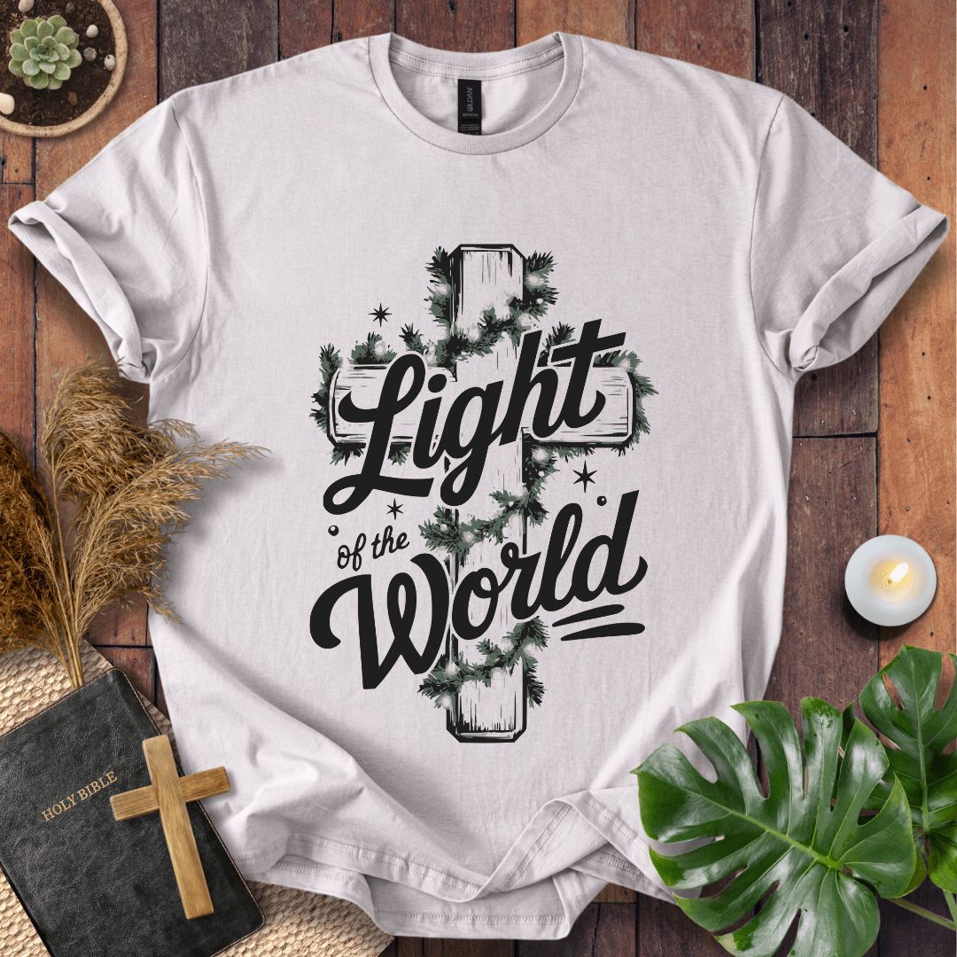 Inspirational Christian t-shirt celebrating Jesus as the Light of the World