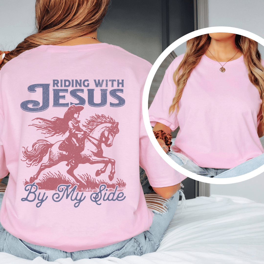 Riding With Jesus - Back Print T-Shirt