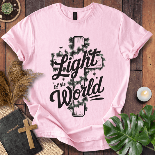 Inspirational Christian t-shirt celebrating Jesus as the Light of the World