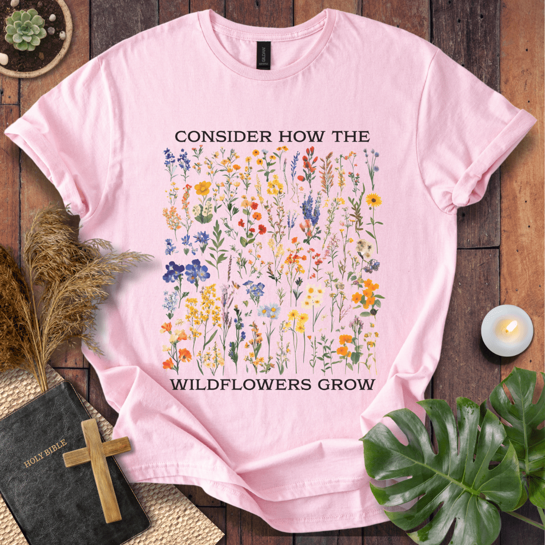 Consider How The Wildflowers Grow - Pattern T-Shirt