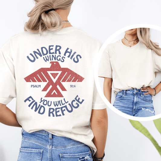 Under His Wings - Back Print T-Shirt