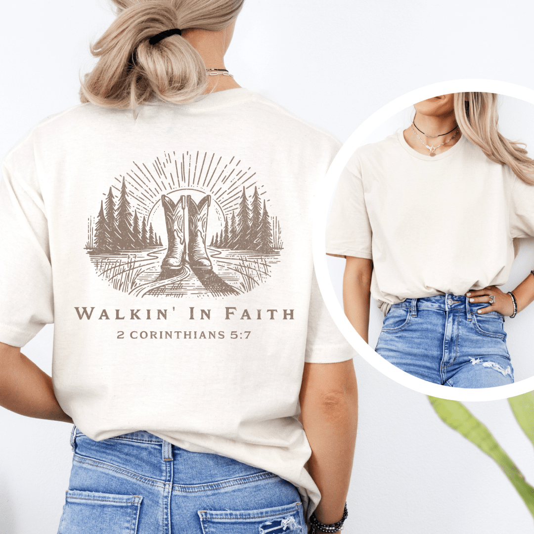 Walkin' In Faith - Back Print T-Shirt