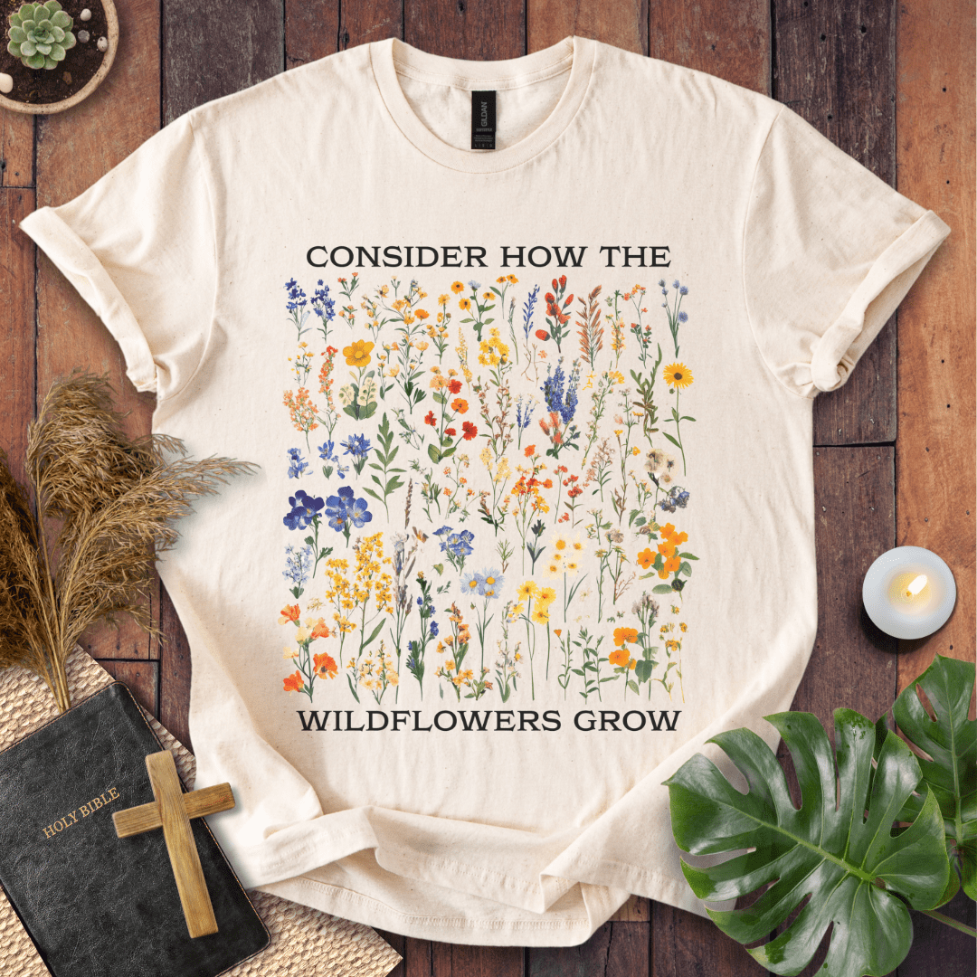 Consider How The Wildflowers Grow - Pattern T-Shirt