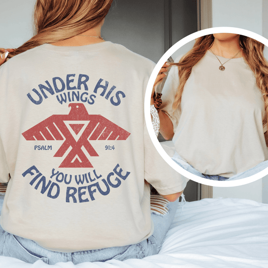 Under His Wings - Back Print T-Shirt