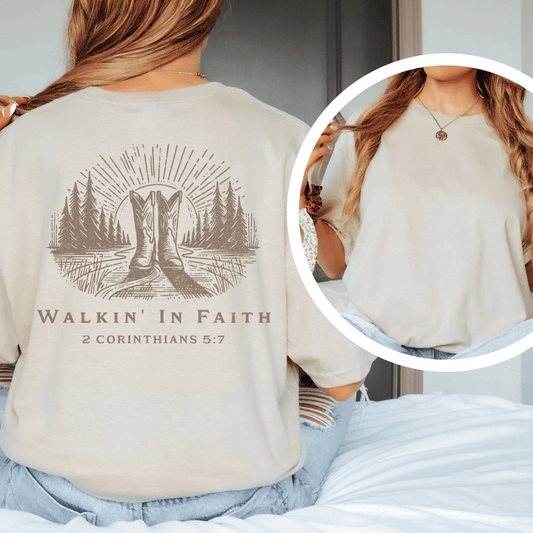 Walkin' In Faith - Back Print T-Shirt