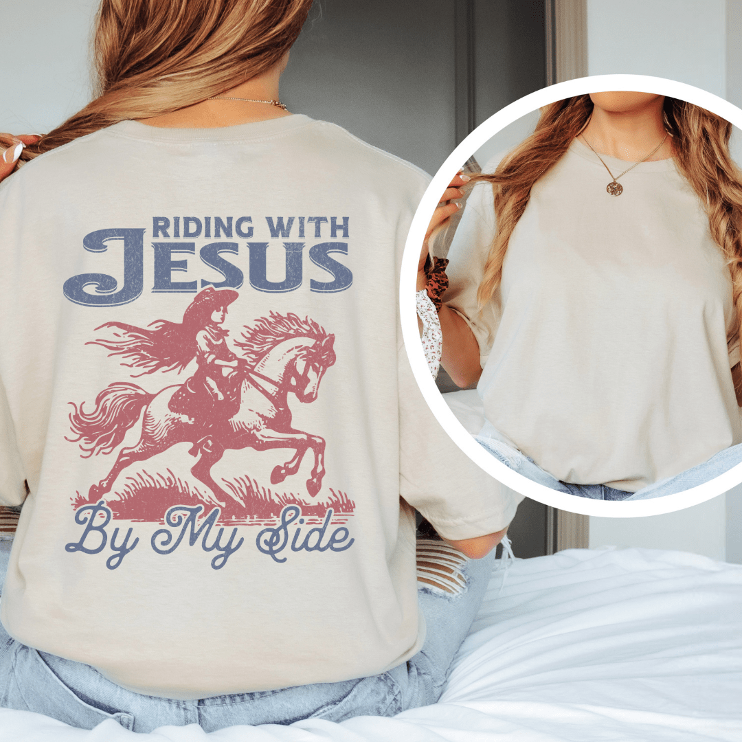 Riding With Jesus - Back Print T-Shirt