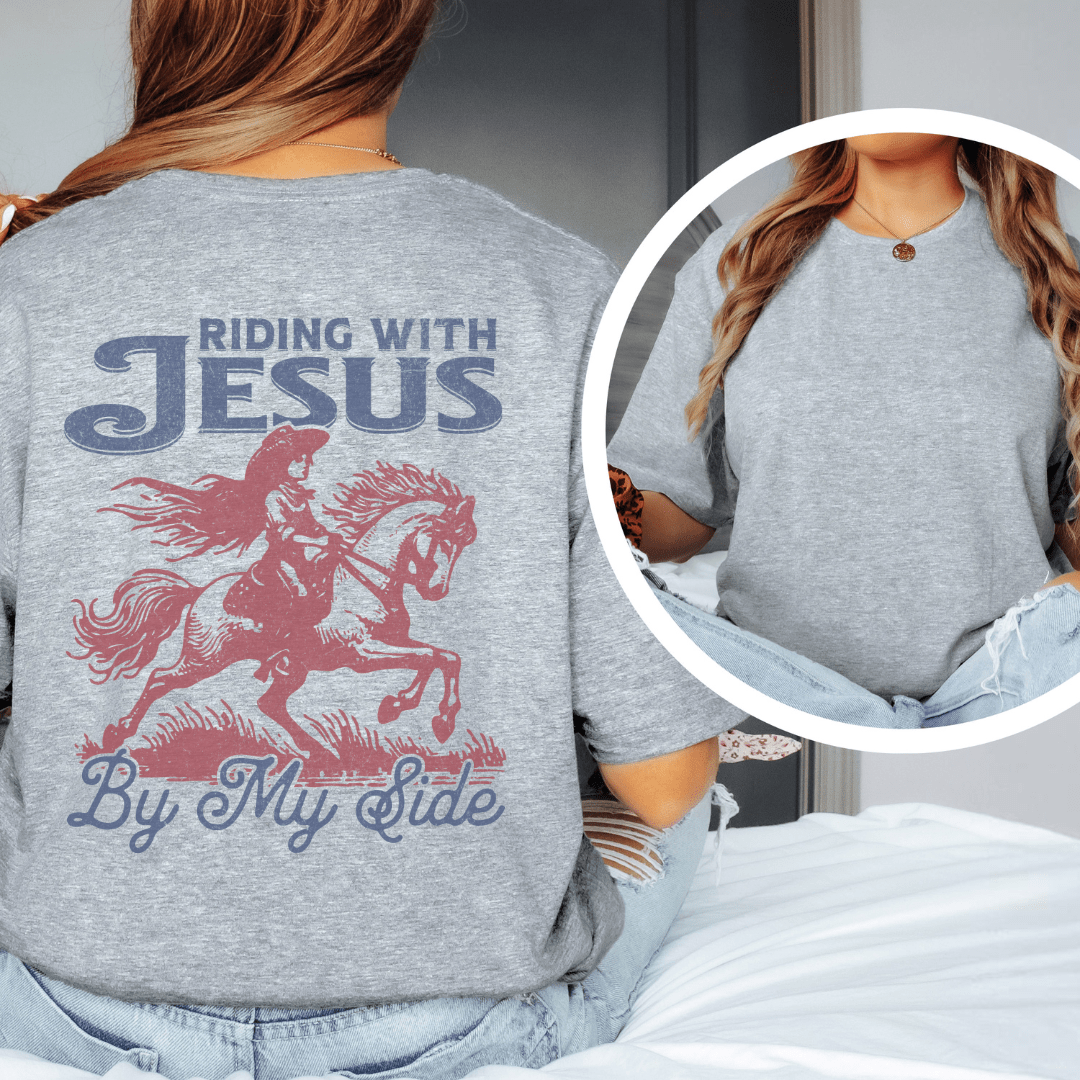 Riding With Jesus - Back Print T-Shirt