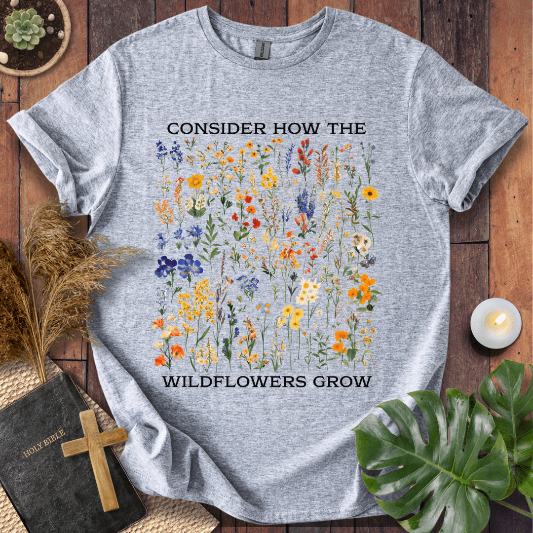 Consider How The Wildflowers Grow - Pattern T-Shirt